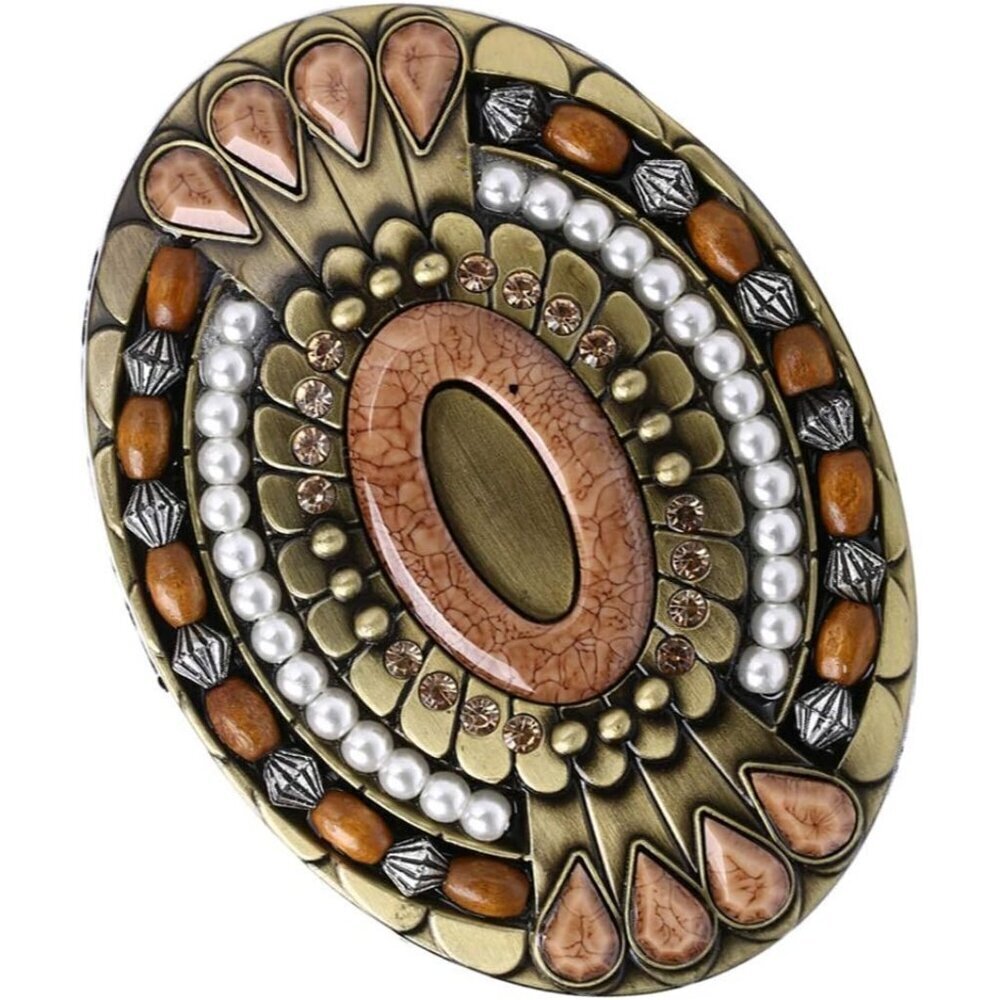 🆕Men's Celtic Indian Gemstone Totem Oval Style Cowboy Design Belt Buckle - Picture 3 of 6